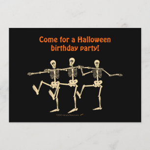 Dansende Skeletten Halloween Birthday Party nodigt Kaart