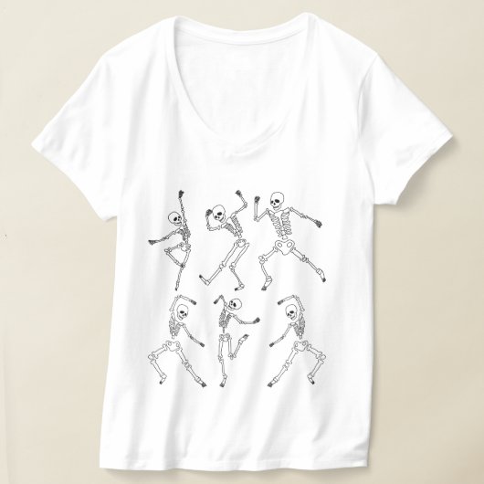 Dansende Skeletten Halloween Design met Pompoenen T-shirt (Laagn)