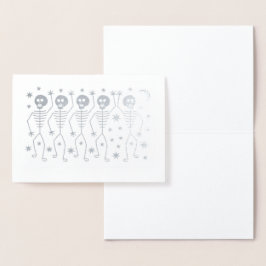 DANSENDE SKELETTEN HALLOWEEN ECHTE FOLIE KAART