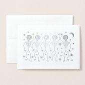 DANSENDE SKELETTEN HALLOWEEN ECHTE FOLIE KAART (Voorkant met envelop)