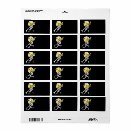 Dansende skeletten Halloween Label (Full Sheet)