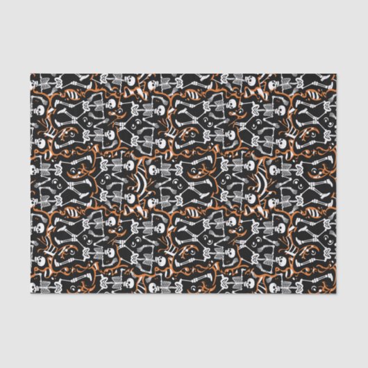 Dansende skeletten Halloween of Dag van de Doden Tissuepapier (Voorkant)