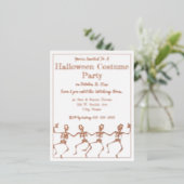 Dansende Skeletten Halloween Party Gold/Silver Folie Uitnodiging Briefkaart (Staand Voorkant)