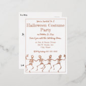 Dansende Skeletten Halloween Party Gold/Silver Folie Uitnodiging Briefkaart (Voorkant / Achterkant)