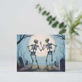 Dansende skeletten Halloween-schilderij Feestdagenkaart (Staand voorkant)