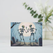 Dansende Skeletten Halloween Schilderij Feestdagenkaart (Staand voorkant)