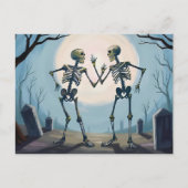 Dansende Skeletten Halloween Schilderij Feestdagenkaart (Voorkant)
