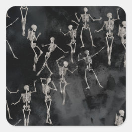 Dansende Skeletten Halloween Vierkante Sticker