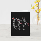 Dansende Skeletten Hart Valentijnsdag Mannen Vrouw Kaart (Gele Bloem)