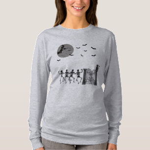 dansende skeletten in de nacht t-shirt