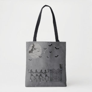 dansende skeletten in de nacht tote bag