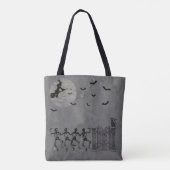 dansende skeletten in de nacht tote bag (Achterkant)