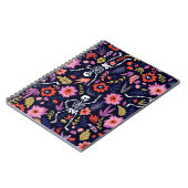 dansende skeletten in het bloemtuinpatroon notitieboek (Linkerzijde)