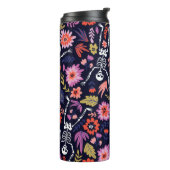dansende skeletten in het bloemtuinpatroon thermosbeker (Gedraaid links)