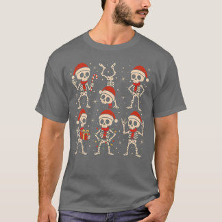 Dansende skeletten Kerstman hoed Kerstmis skelet R T-shirt