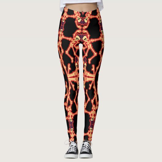 Dansende skeletten Leuke Halloween Leggings (Voorkant)