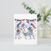 Dansende skeletten op 4 juli briefkaart (Staand voorkant)