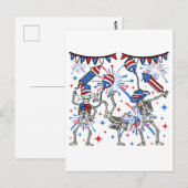 Dansende skeletten op 4 juli briefkaart (Voorkant / Achterkant)