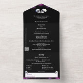 Dansende skeletten Paarse Gotische bruiloft uitnod All In One Uitnodiging (Binnen)