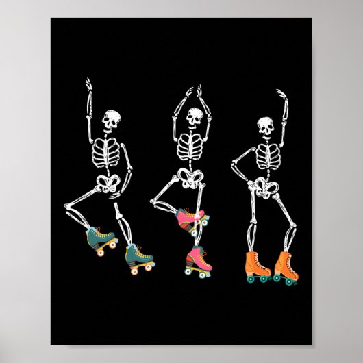 Dansende Skeletten Roller Schaats Roller Skater Ro Poster (Voorkant)
