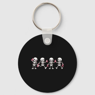 Dansende Skeletten Roze Lint Borstkanker Ondersteu Sleutelhanger