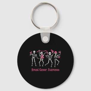 Dansende Skeletten Roze Lint Schedel Cadeaus voor Sleutelhanger