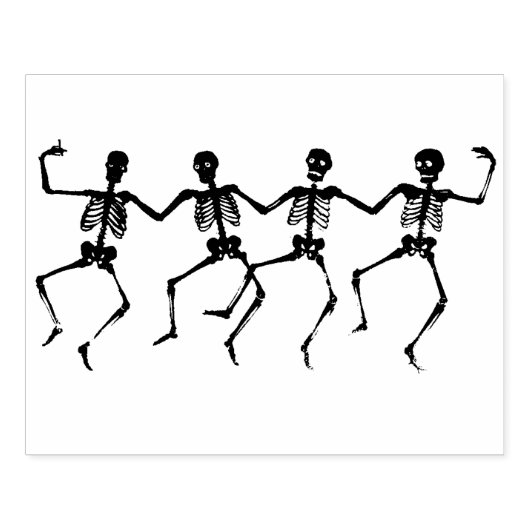Dansende skeletten silhouet kunst stempel (Afrduk)