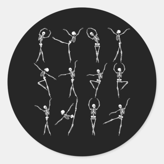 Dansende skeletten Spooky Ballet Dansers Yoga Ronde Sticker (Voorkant)