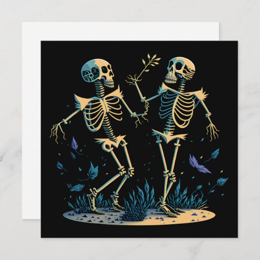 Dansende skeletten Spooky Classic Black (Voorkant / Achterkant)