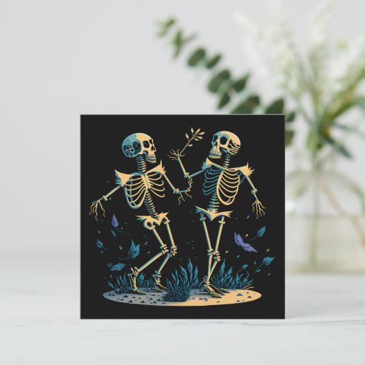 Dansende skeletten Spooky Classic Black (Staand voorkant)