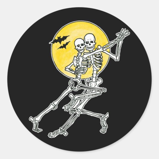 Dansende skeletten Stickers/envelopzegels Ronde Sticker (Voorkant)