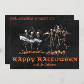 Dansende skeletten zwart Sinaasappel Halloween Par Kaart (Voorkant / Achterkant)