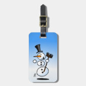 Dansende sneeuwman bagagelabel (Voorkant verticaal)