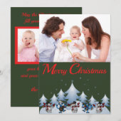 Dansende Sneeuwmannen & Rendier Kerst Foto Kaart (Voorkant / Achterkant)