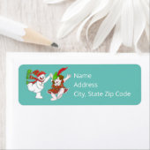 Dansende sneeuwmensen retourneren adreslabel etiket (Insitu)