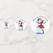 Dansende sneeuwpop en meisje kerst Confetti (Voorkanten)