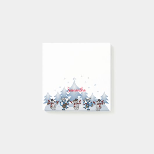 Dansende sneeuwpoppen & rendieren post-it® notes (Voorkant)