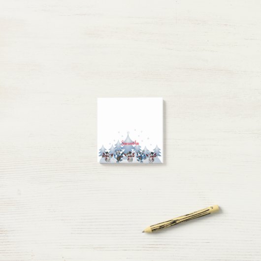 Dansende sneeuwpoppen & rendieren post-it® notes (Op bureau)
