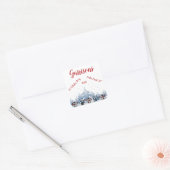 Dansende sneeuwpoppen & rendieren retour adres lab vierkante sticker (Envelop)