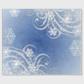 Dansende Snowflakes Blue Holiday Cadeaupapier (Vlak)