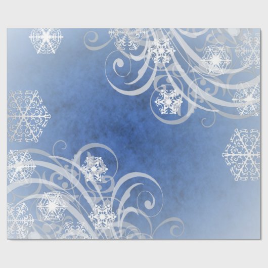 Dansende Snowflakes Blue Holiday Cadeaupapier (Vlak)