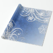 Dansende Snowflakes Blue Holiday Cadeaupapier (Uitgerold)