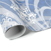 Dansende Snowflakes Blue Holiday Cadeaupapier (Rol Hoek)