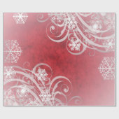 Dansende Snowflakes Red Holiday Cadeaupapier (Vlak)