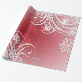 Dansende Snowflakes Red Holiday Cadeaupapier