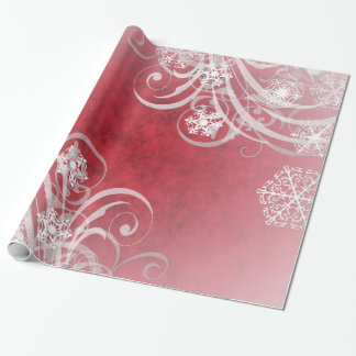 Dansende Snowflakes Red Holiday Cadeaupapier