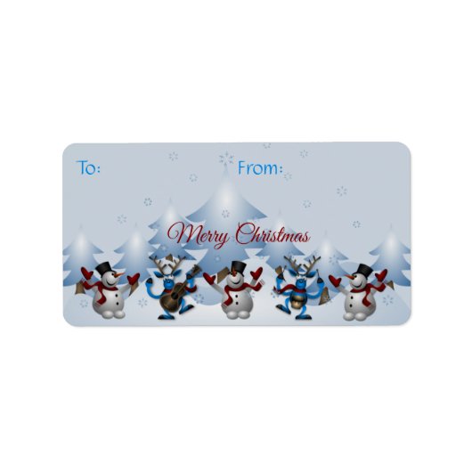 Dansende Snowmen Gift Labels (Voorkant)