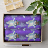 Dansende Snowmen op Blauwe Kerstmis Tissuepapier (Geschenk)