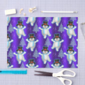 Dansende Snowmen op Blauwe Kerstmis Tissuepapier (Craft)