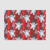 Dansende Snowmen op Rode Kerstmis Tissuepapier (Voorkant)